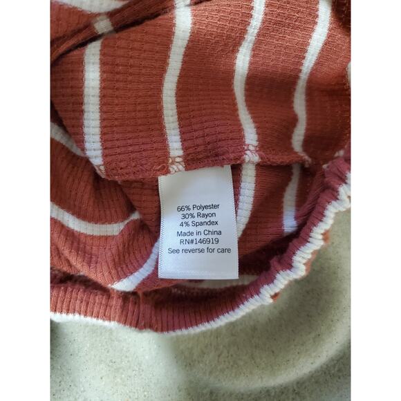 Nine West Women’s Long Sleeve Striped Top – Size XL – Rust & White – Tie Hem - Picture 5 of 9